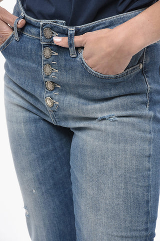 Stretch Denim KOONS Jeans with Ornamental Buttons 19cm