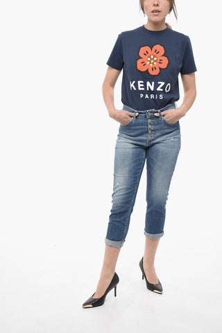 Stretch Denim KOONS Jeans with Ornamental Buttons 19cm