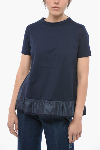 solid Color Crew-neck T-shirt with Balloon Hem