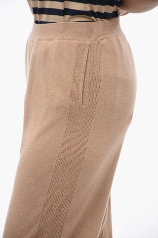 Ribbed Details Side Cashmere and Virgin Wool Pants