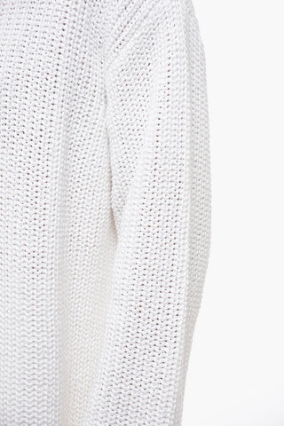 Crew Neck Pure Cotton Sweater with Side Splits