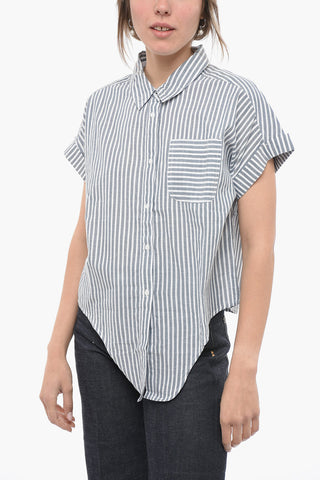 Awning Striped BETONY Shirt with knot Hem