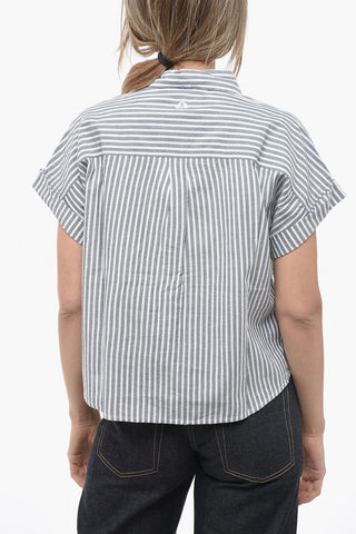 Awning Striped BETONY Shirt with knot Hem