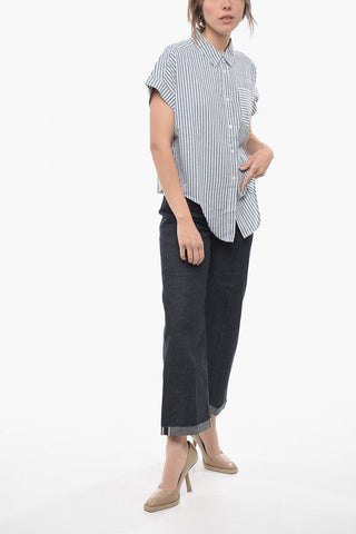 Awning Striped BETONY Shirt with knot Hem