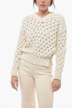 Durchbrochenes Oberteil aus Baumwollmischung mit Cut-out-Details