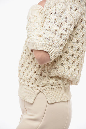 Durchbrochenes Oberteil aus Baumwollmischung mit Cut-out-Details