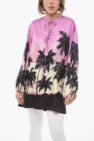 Tie Neck SUNSET Pure Silk Blouse