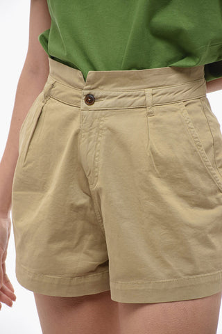 Single Pleat Cotton Pants with Belt Loops