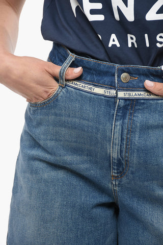 Cropped Fit Gaucho Denims with Logoed Detail 35cm