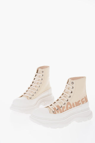 Sneakers High-Top In Tessuto Con Platform e Stampa Logo
