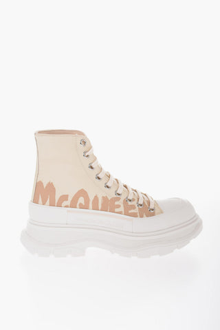 Sneakers High-Top In Tessuto Con Platform e Stampa Logo