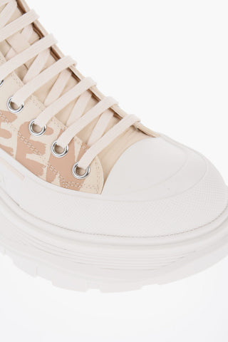 Sneakers High-Top In Tessuto Con Platform e Stampa Logo