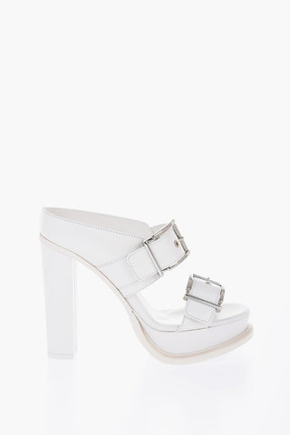 Leather Sandals With Buckles Heel 13 cm