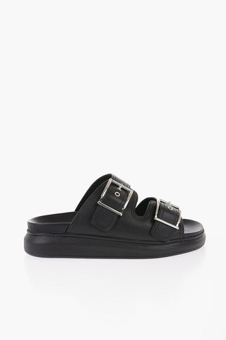 Leather Slides With Buckles