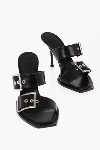 Sandali In pelle Con Fibbie Tacco 10 cm