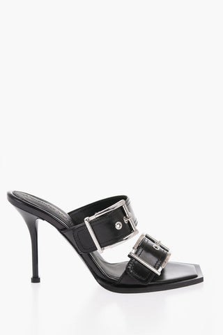 Sandali In pelle Con Fibbie Tacco 10 cm