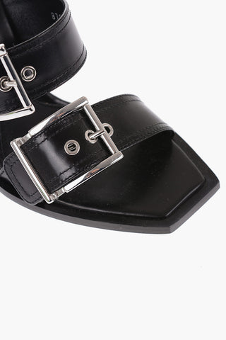 Sandali In pelle Con Fibbie Tacco 10 cm