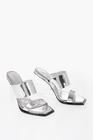 Sandalen Metallic-Effekt Mit 10 cm Transparentem Keilabsatz