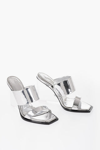Metallic effect Sandals With Clear Wedge 10 cm