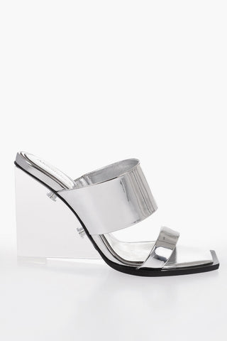 Metallic effect Sandals With Clear Wedge 10 cm