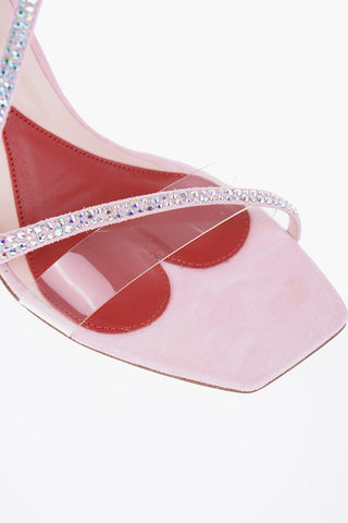Suede Sandals With Rhinestones 10 cm