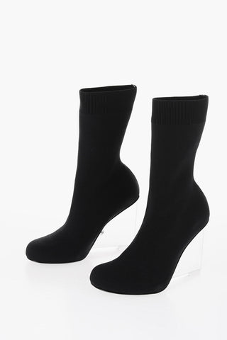 Sock Boots With Clear Wedge 11 cm