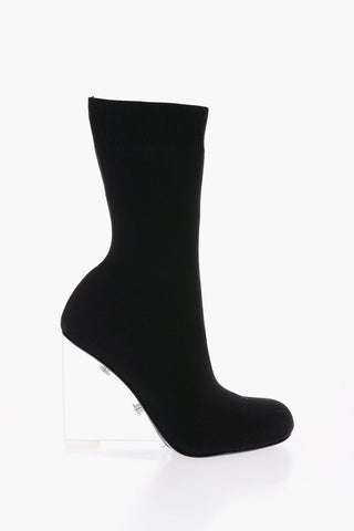 Sock Boots With Clear Wedge 11 cm