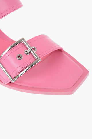 Leather Sandals With Buckle Heel 7 cm