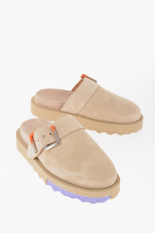 Suede Mules With Buckle Detail