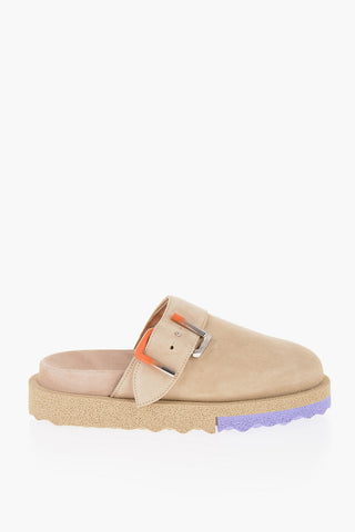 Suede Mules With Buckle Detail
