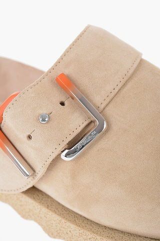 Suede Mules With Buckle Detail