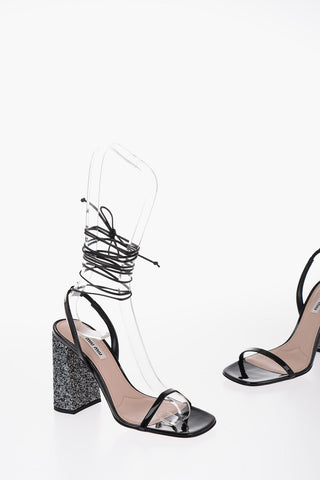 Patent Leather Sandals With Glitter Heel 10 cm
