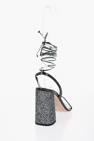 Patent Leather Sandals With Glitter Heel 10 cm