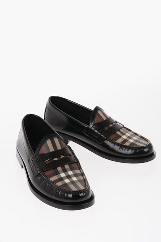 Brushed Leather Loafers With Iconic Print