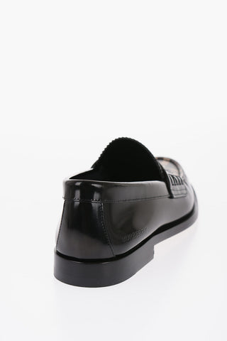 Brushed Leather Loafers With Iconic Print