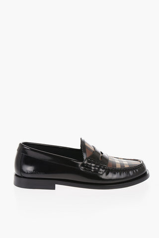 Brushed Leather Loafers With Iconic Print