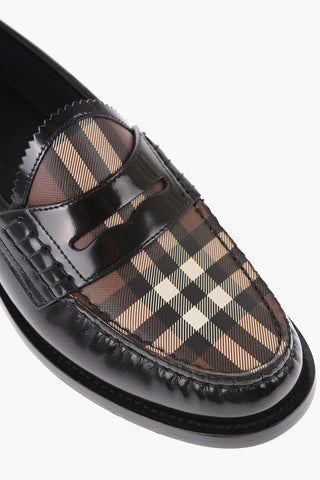 Brushed Leather Loafers With Iconic Print