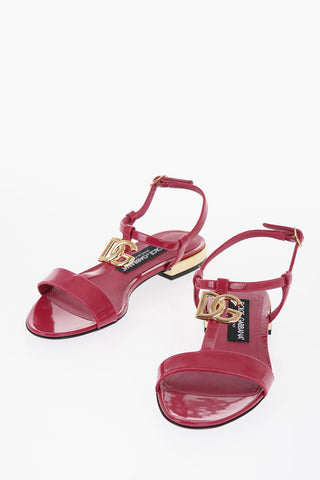Patent Leather Sandals With Logo Detail