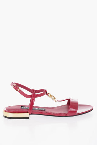 Patent Leather Sandals With Logo Detail