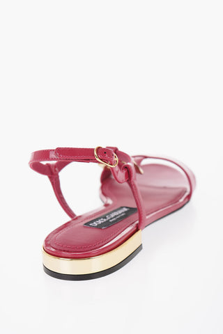 Patent Leather Sandals With Logo Detail