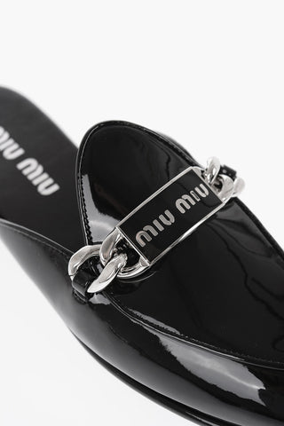 Patent Leather Mules Wiith Plaque Detail