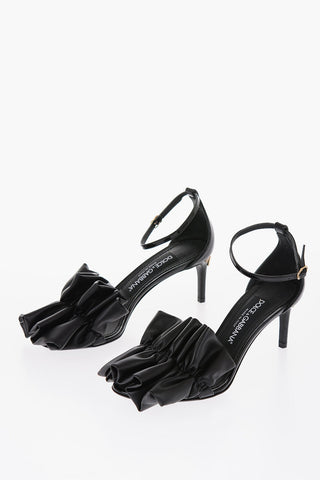 Ruched Leather Sandals Heel 6.5 cm