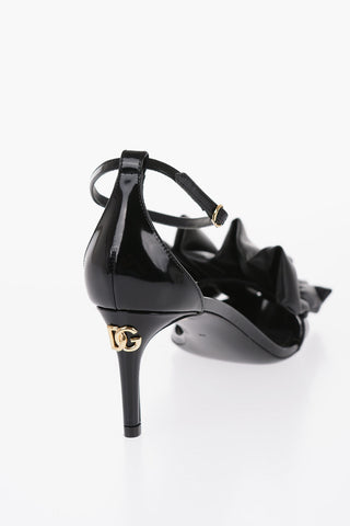 Ruched Leather Sandals Heel 6.5 cm