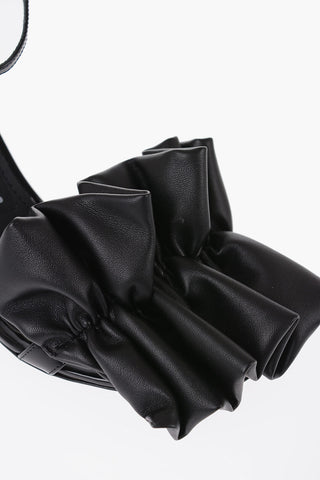 Ruched Leather Sandals Heel 6.5 cm