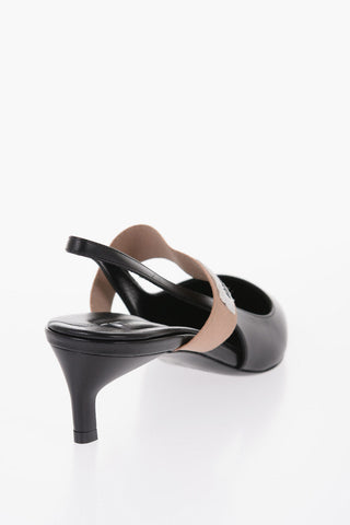 Sligback Leather Pumps With Logoed Band Heel 5 cm