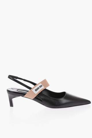 Sligback Leather Pumps With Logoed Band Heel 5 cm
