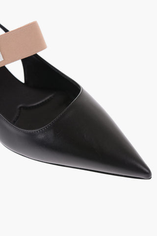 Sligback Leather Pumps With Logoed Band Heel 5 cm
