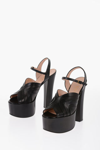 leather Sandals With Strap Heel 16 cm
