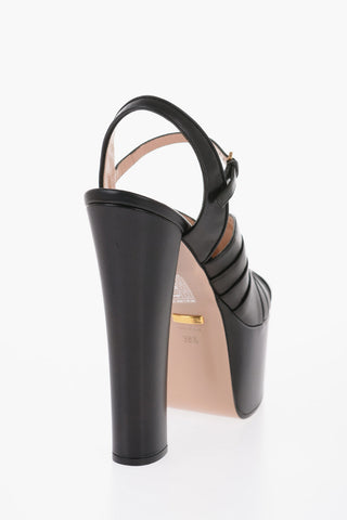 leather Sandals With Strap Heel 16 cm