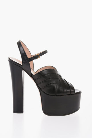 leather Sandals With Strap Heel 16 cm
